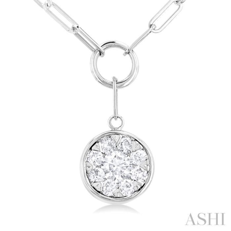 Round Shape Paper Clip Lovebright Diamond Necklace