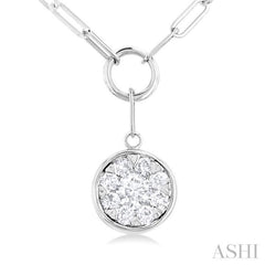 Round Shape Paper Clip Lovebright Diamond Necklace