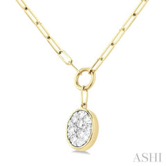 Oval Shape Paper Clip Lovebright Diamond Necklace