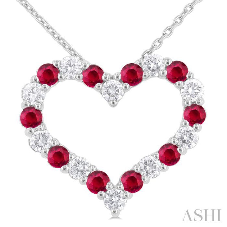 Heart Shape Alternate Gemstone & Diamond Fashion Pendant