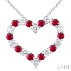 Heart Shape Alternate Gemstone & Diamond Fashion Pendant