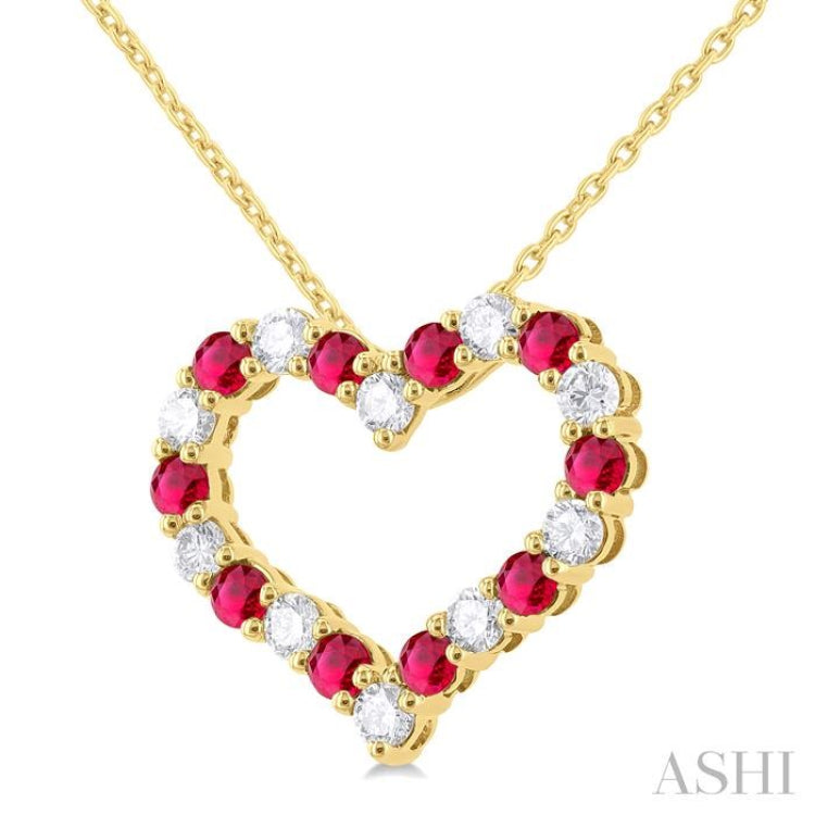 Heart Shape Alternate Gemstone & Diamond Fashion Pendant