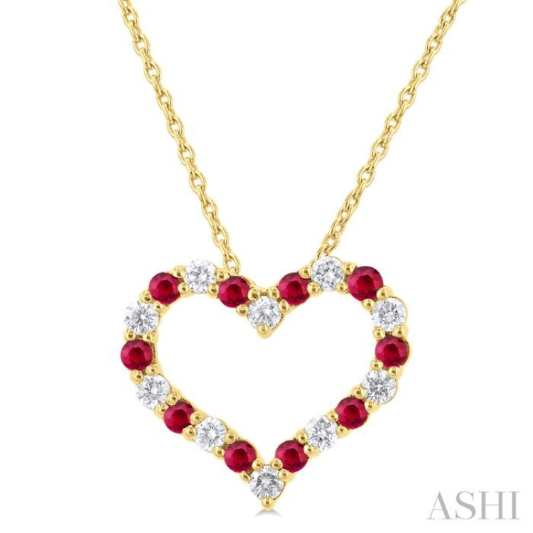 Heart Shape Alternate Gemstone & Diamond Fashion Pendant