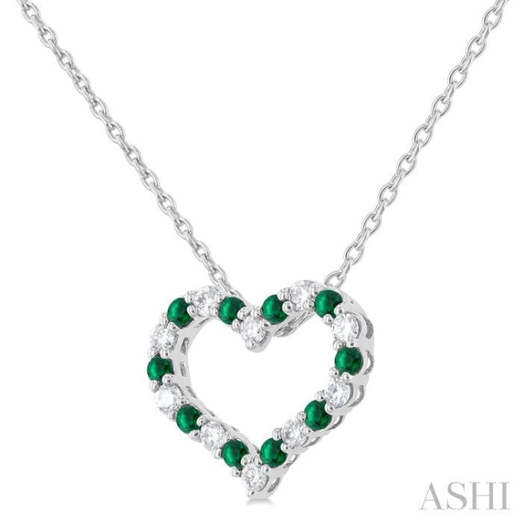 Heart Shape Alternate Gemstone & Diamond Fashion Pendant