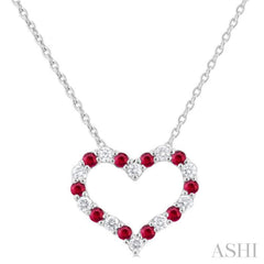 Heart Shape Alternate Gemstone & Diamond Fashion Pendant