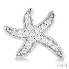 1/8 Ctw Petite Milgrain Starfish Round Cut Diamond Fashion Stud Earrings in 10K White Gold