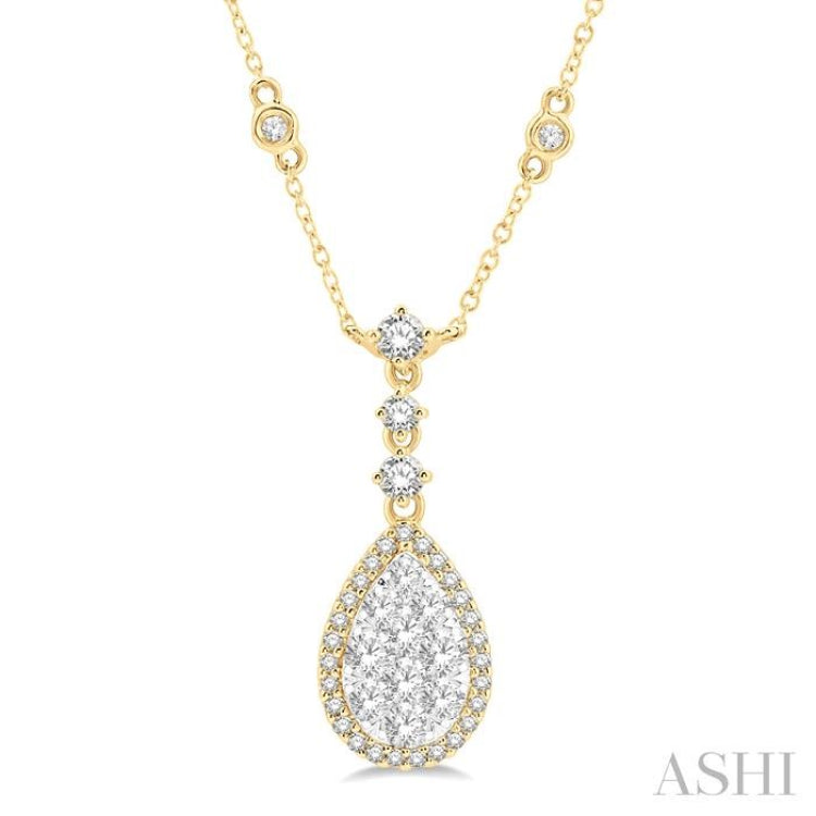 Pear Shape Halo Lovebright Diamond Necklace