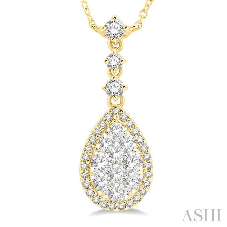 Pear Shape Halo Lovebright Diamond Necklace