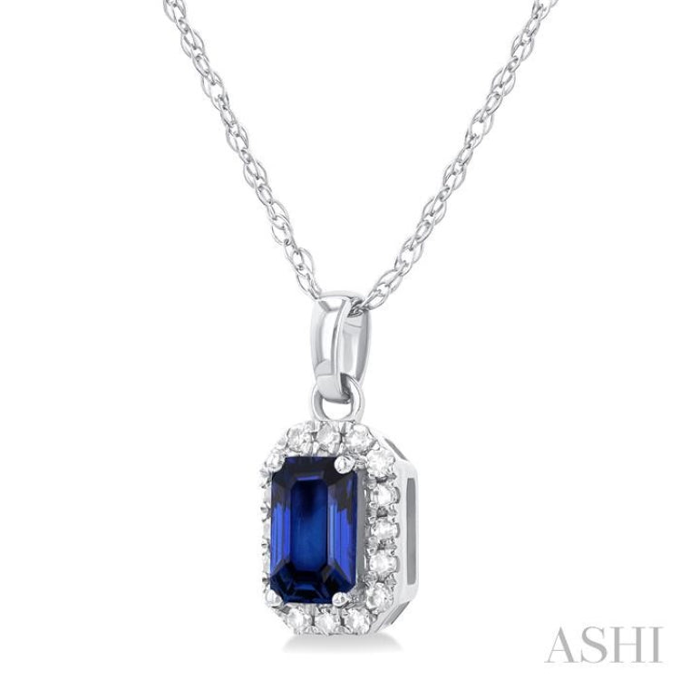 Gemstone & Halo Diamond Pendant