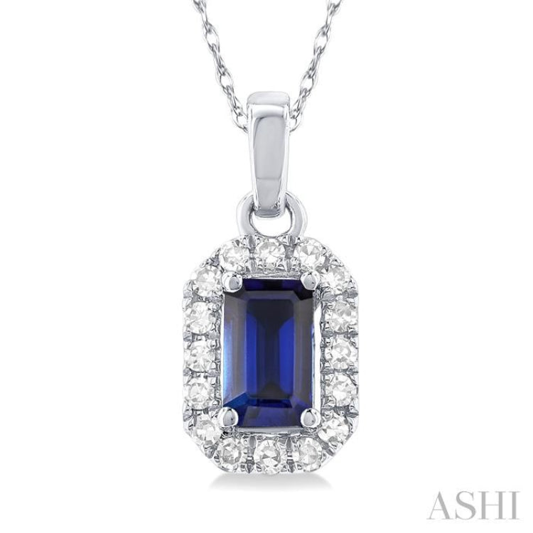 Gemstone & Halo Diamond Pendant