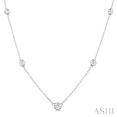 Bezel Set Graduated Diamond Station Necklace