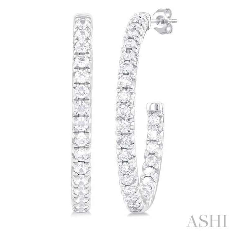 Pave Set Inside-Out Diamond Half Hoop Earrings