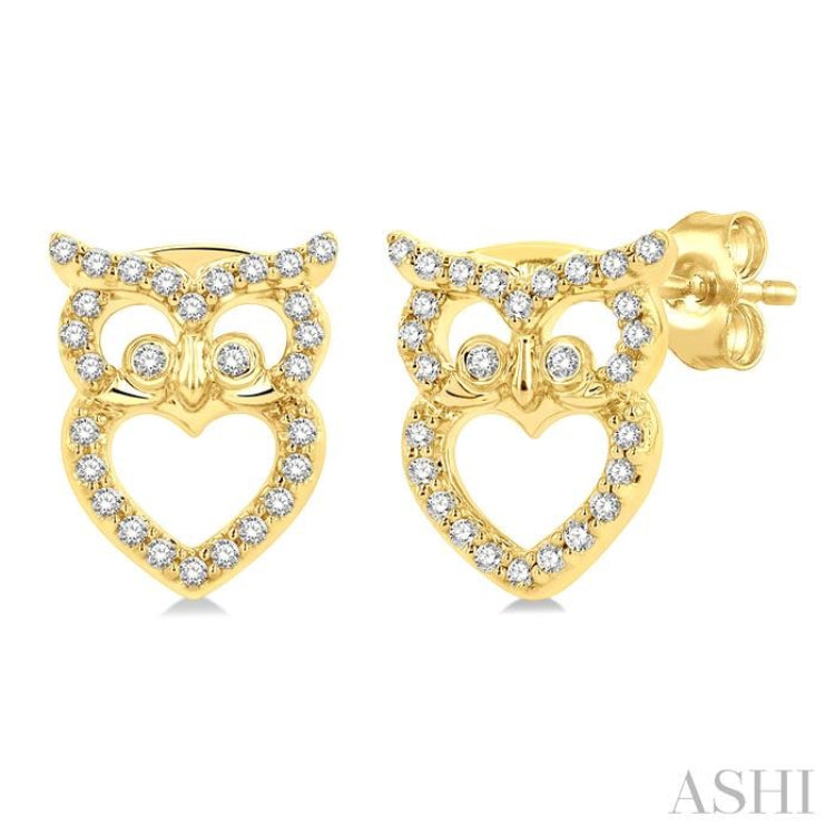 Owl Petite Diamond Fashion Earrings