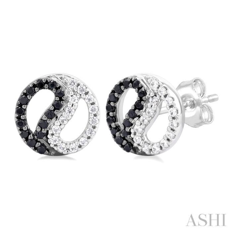 Yin Yang Petite Black Diamond Fashion Earrings