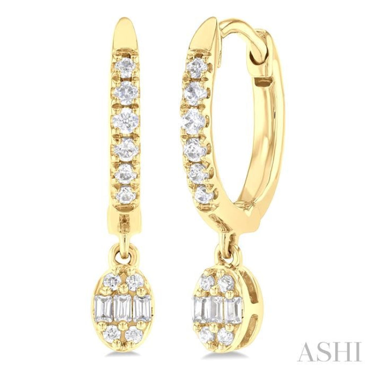 Oval Shape Fusion Petite Diamond Huggie Fashion Earrings