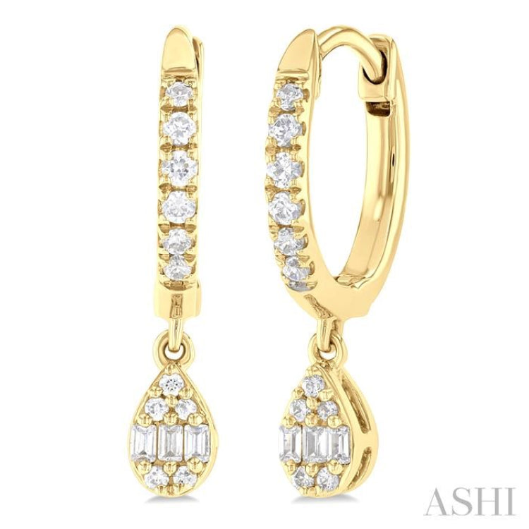 Pear Shape Fusion Petite Diamond Huggie Fashion Earrings