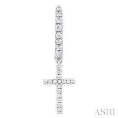 Cross Petite Diamond Huggie Fashion Earrings