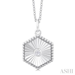 Hexagon Shape Fluted Medallion Diamond Pendant