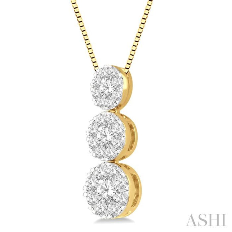 Round Shape Past Present & Future Lovebright Essential Diamond Pendant