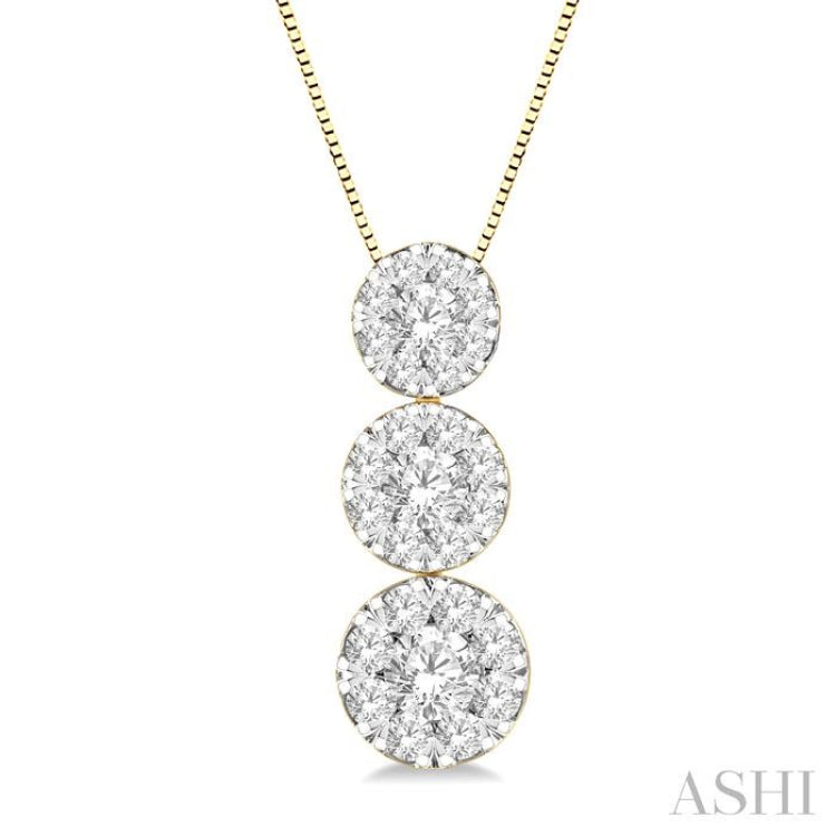 Round Shape Past Present & Future Lovebright Essential Diamond Pendant