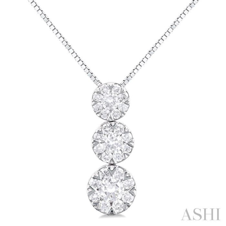 Round Shape Past Present & Future Lovebright Essential Diamond Pendant