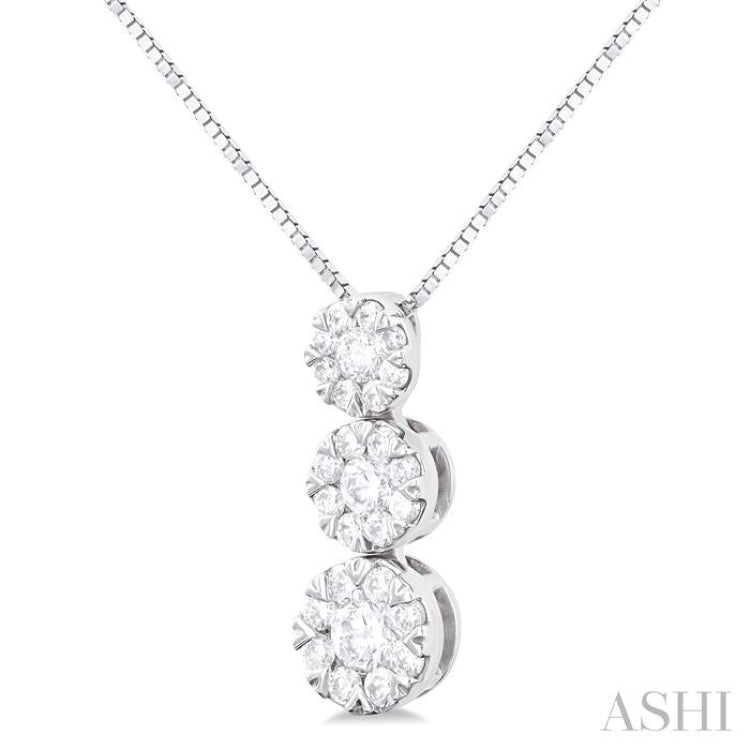 Round Shape Past Present & Future Lovebright Essential Diamond Pendant