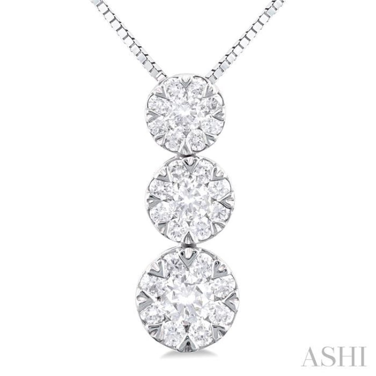 Round Shape Past Present & Future Lovebright Essential Diamond Pendant