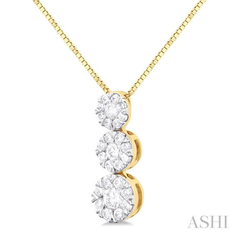 Round Shape Past Present & Future Lovebright Essential Diamond Pendant