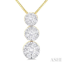 Round Shape Past Present & Future Lovebright Essential Diamond Pendant