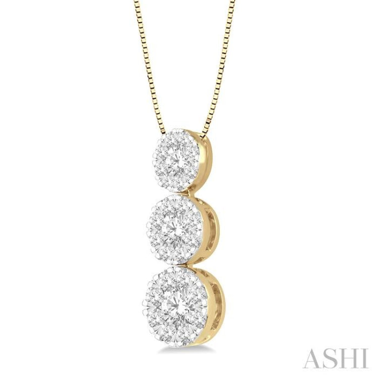 Round Shape Past Present & Future Lovebright Essential Diamond Pendant