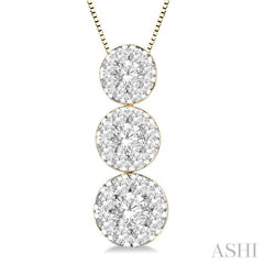 Round Shape Past Present & Future Lovebright Essential Diamond Pendant