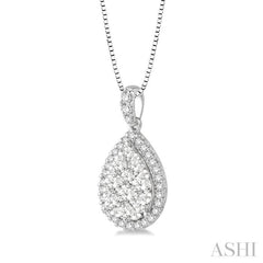 Pear Shape Halo Lovebright Essential Diamond Pendant