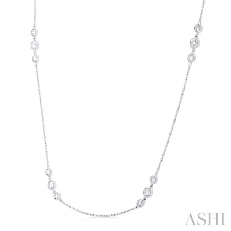 3 Stone Diamond Station Necklace