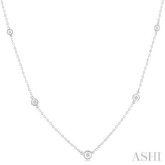 Bezel Set Graduated Diamond Station Necklace