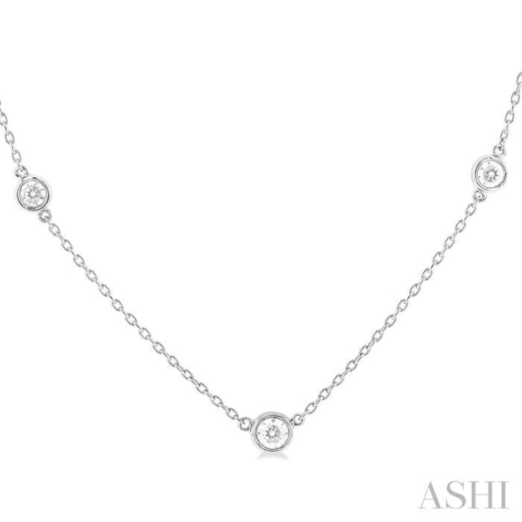 Bezel Set Graduated Diamond Station Necklace