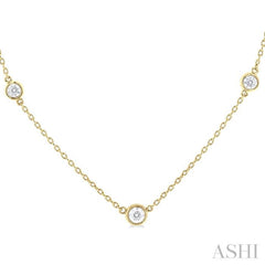 Bezel Set Graduated Diamond Station Necklace