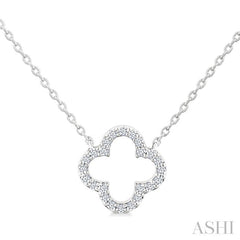 1/8 Ctw Petite Clover Round Cut Diamond Fashion Pendant With Chain in 10K White Gold