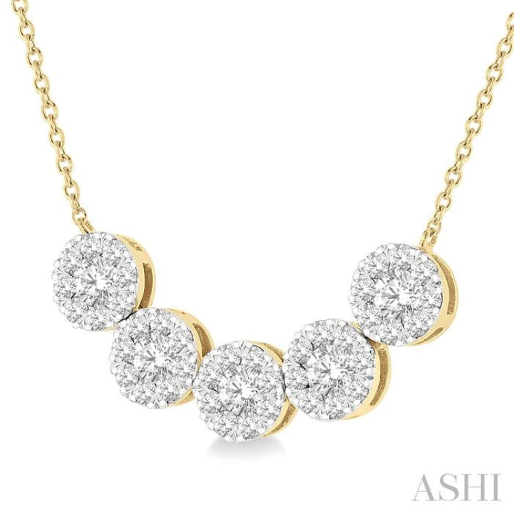 Round Shape 5 Stone Lovebright Essential Diamond Smile Necklace