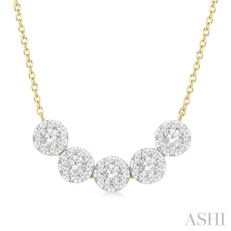 Round Shape 5 Stone Lovebright Essential Diamond Smile Necklace