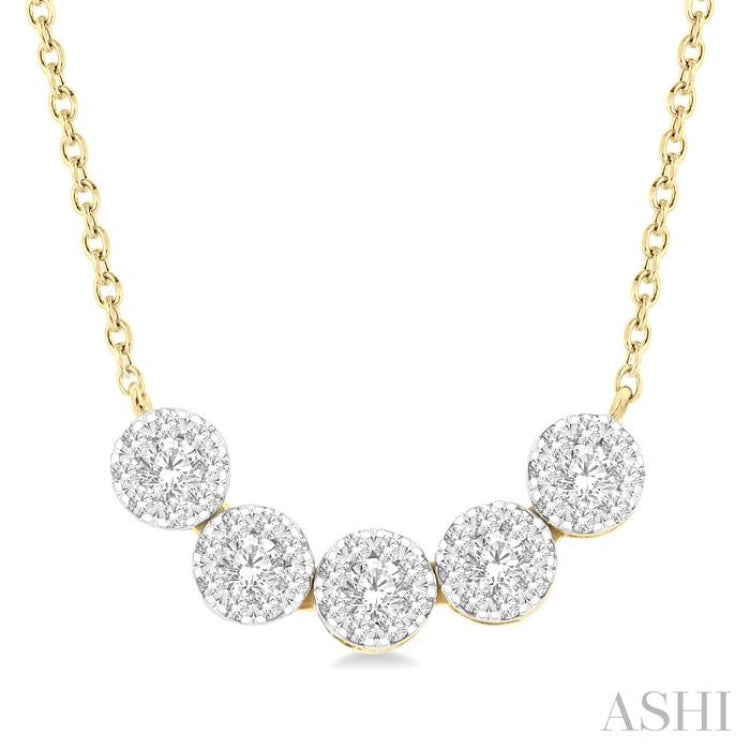 Round Shape 5 Stone Lovebright Essential Diamond Smile Necklace