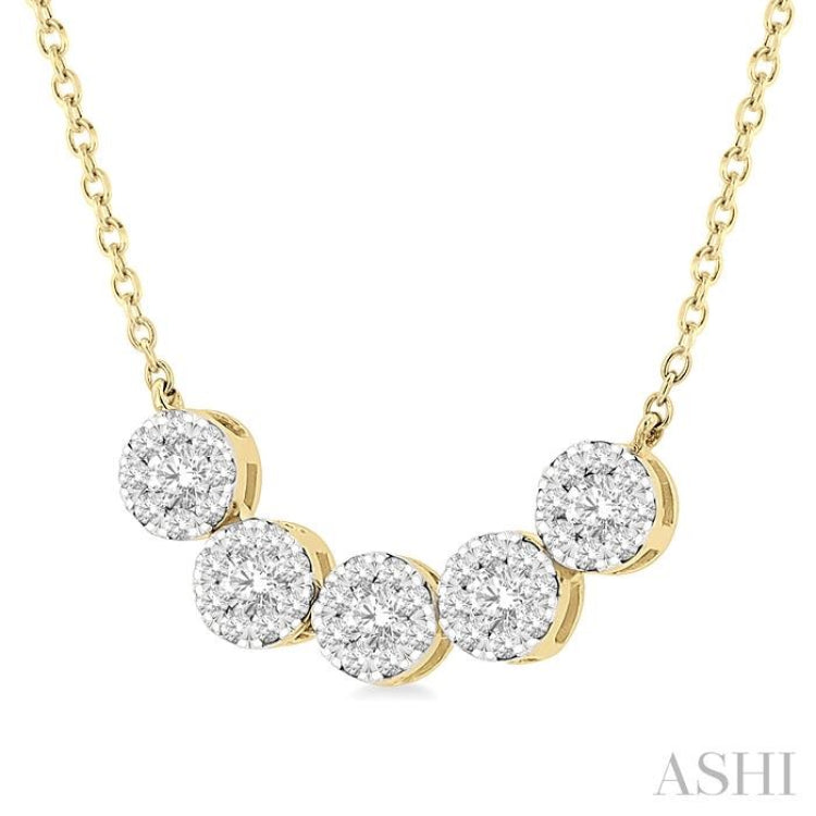 Round Shape 5 Stone Lovebright Essential Diamond Smile Necklace