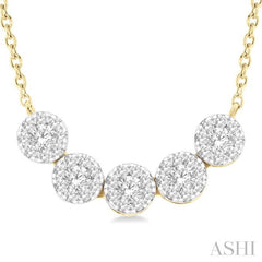 Round Shape 5 Stone Lovebright Essential Diamond Smile Necklace