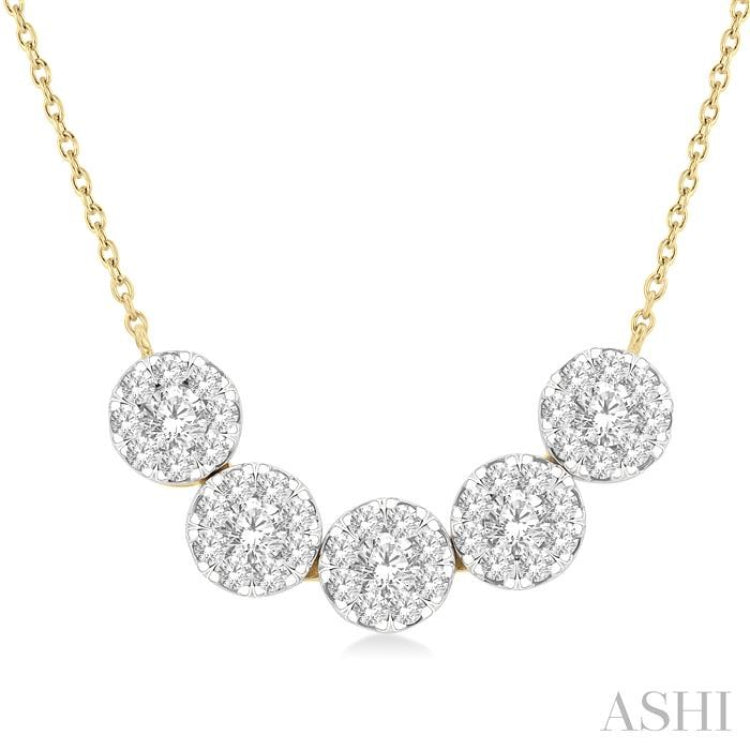 Round Shape 5 Stone Lovebright Essential Diamond Smile Necklace