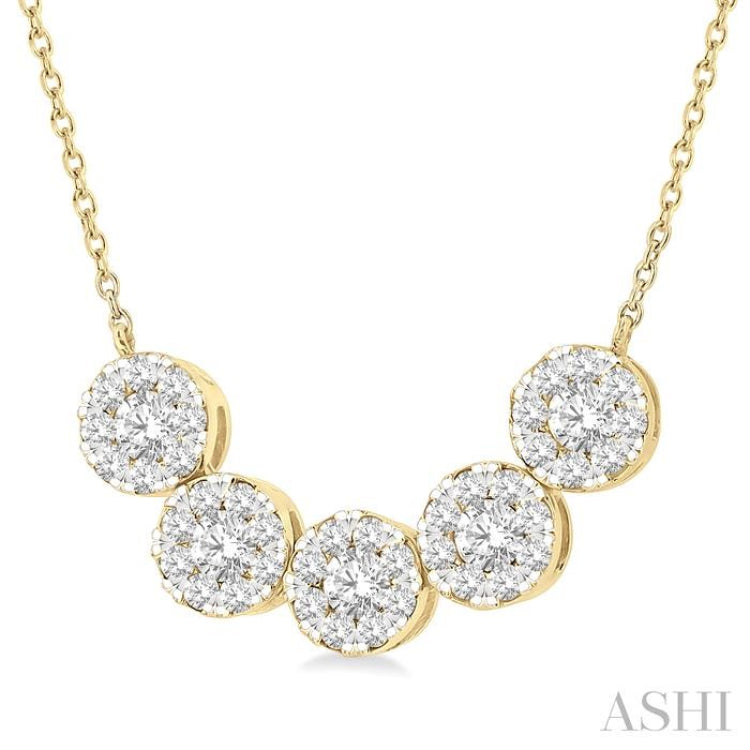 Round Shape 5 Stone Lovebright Essential Diamond Smile Necklace