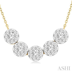 Round Shape 5 Stone Lovebright Essential Diamond Smile Necklace