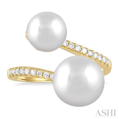 Pearl & Diamond Fashion Open Ring