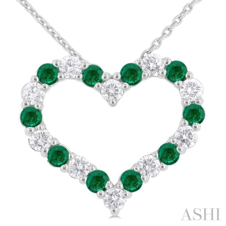 Heart Shape Alternate Gemstone & Diamond Fashion Pendant