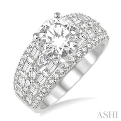 Round Shape Semi-Mount Diamond Engagement Ring