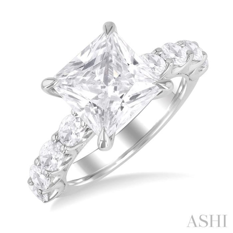 Princess Shape Semi-Mount Diamond Engagement Ring