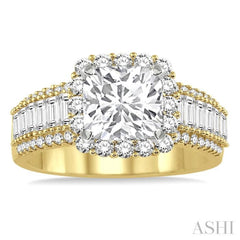 Cushion Shape Semi-Mount Halo Diamond Engagement Ring